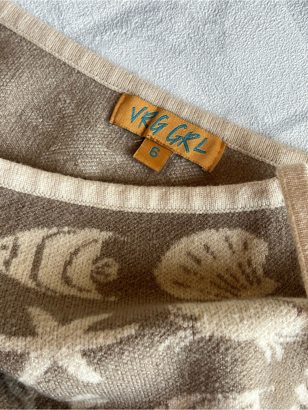 VRG GRL Beige Nautical Tank Top with Marine Motif - Picture 3 of 4